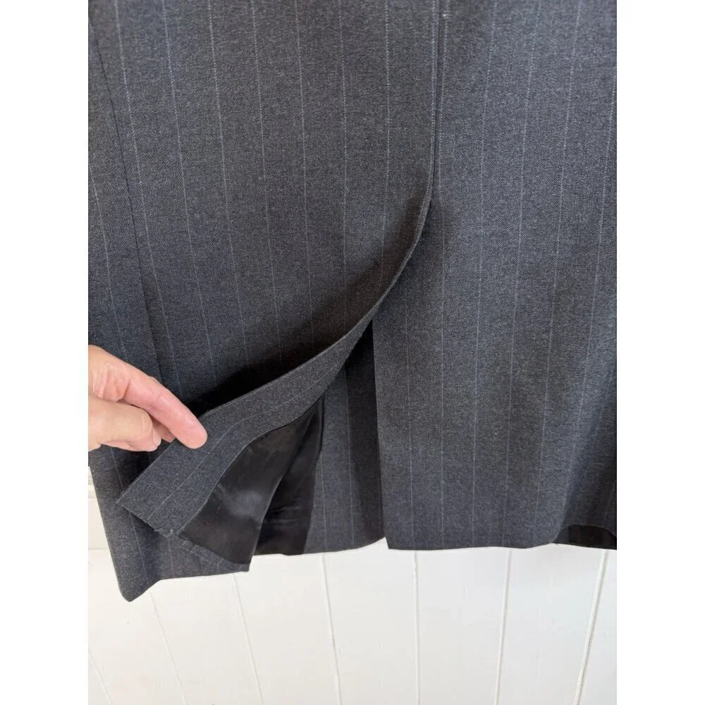 Vtg 90s Burberry Mens Fits 38 Wool Blazer Sports Coat Gray Blue Pinestripe READ
